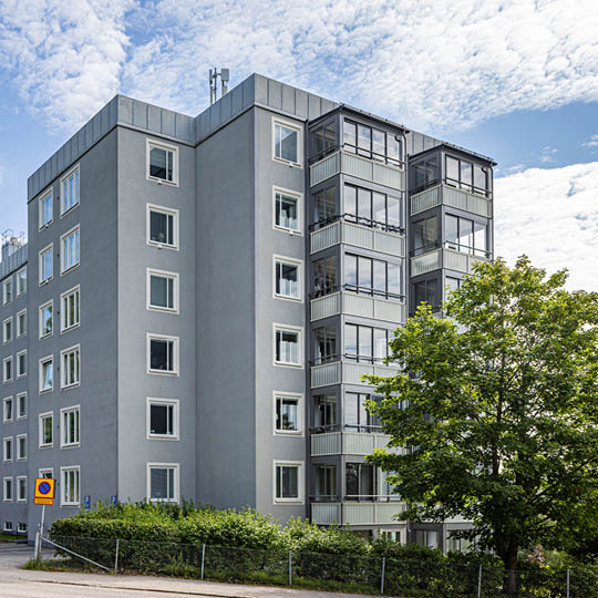 Balcos Inglasade balkonger för Brf Ludvigsberg i Sundsvall.